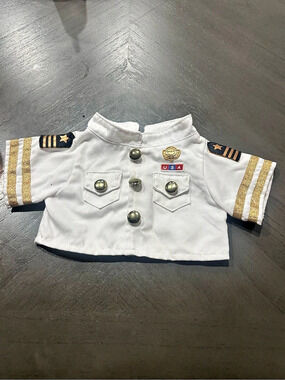 Build-A-Bear Workshop USA Military Costume White & Gold Baby Costume Like New